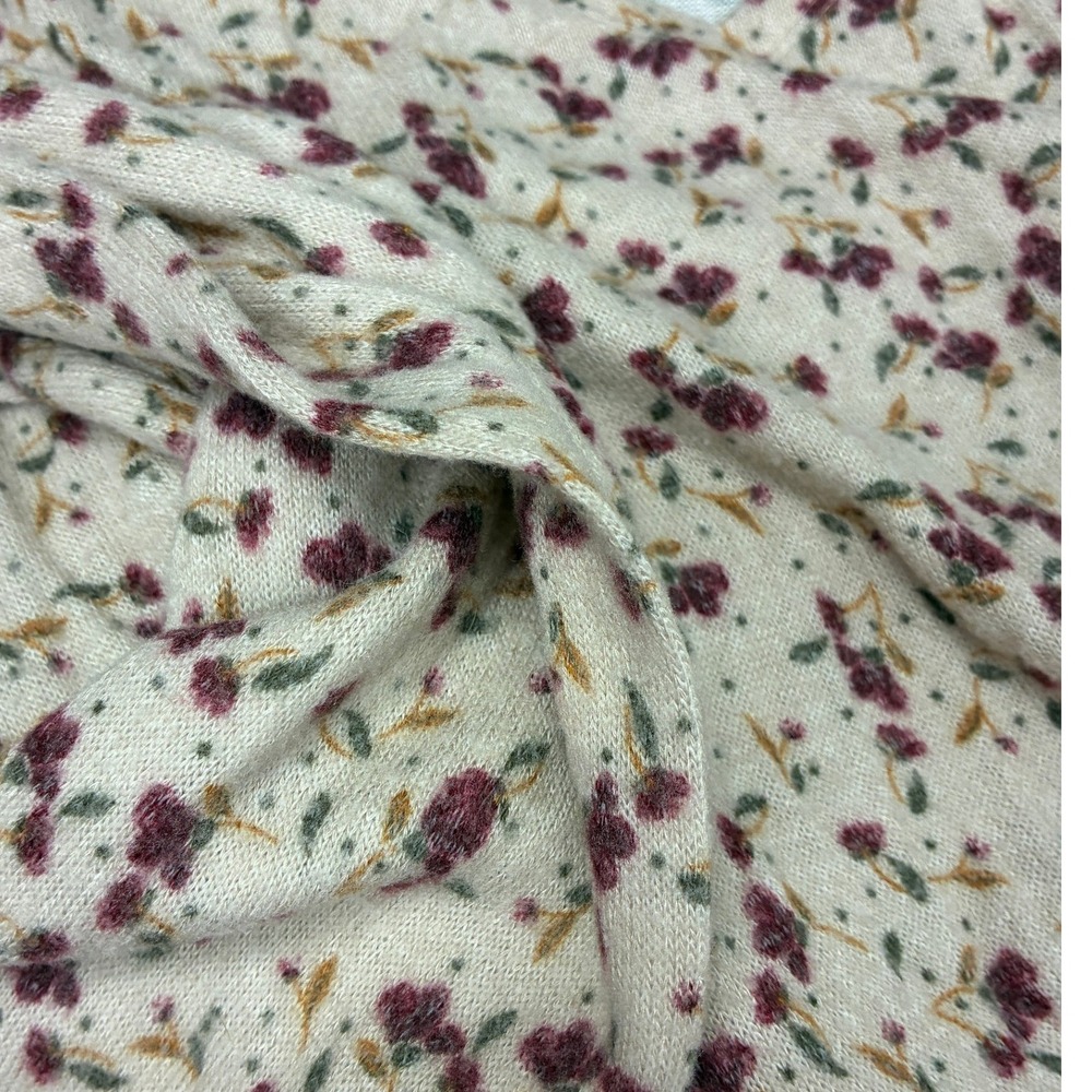 Maurices Cream Floral Long Sleeve Top - 1X - Notched V-Neck Boho Casual Soft - Picture 10 of 10